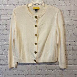 St John Button Down Ivory Cardigan Size Large